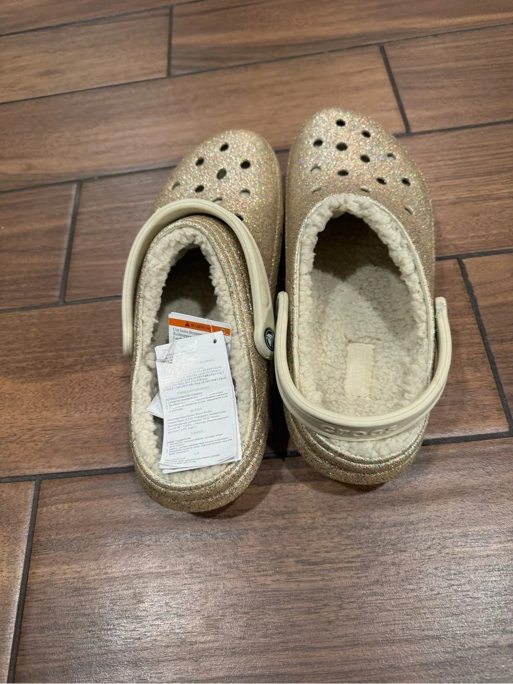 CROCS Classic Gold Glitter Lined Clog size 12